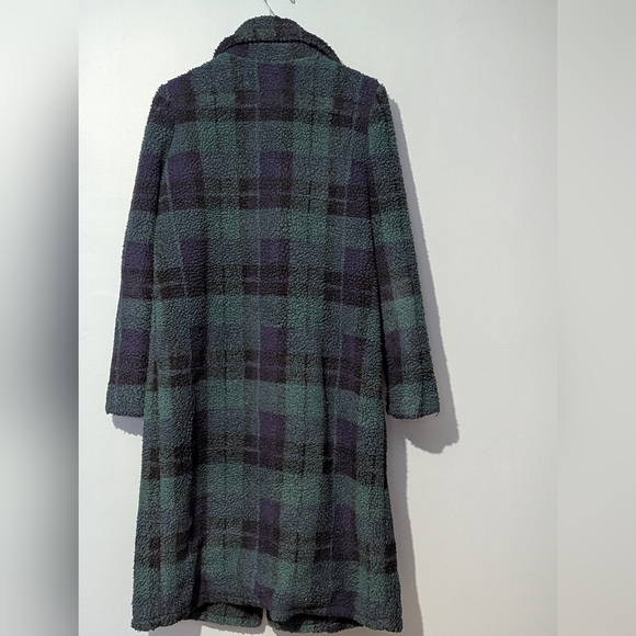 Belle Vere Teddy Bouclé Double Breasted Oversized Coat Tartan Plaid Preppy - Picture 10 of 12